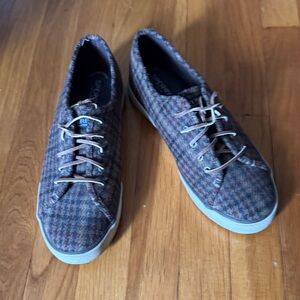Sperry Plaid Tweed Lace-Up Sneakers in Brown